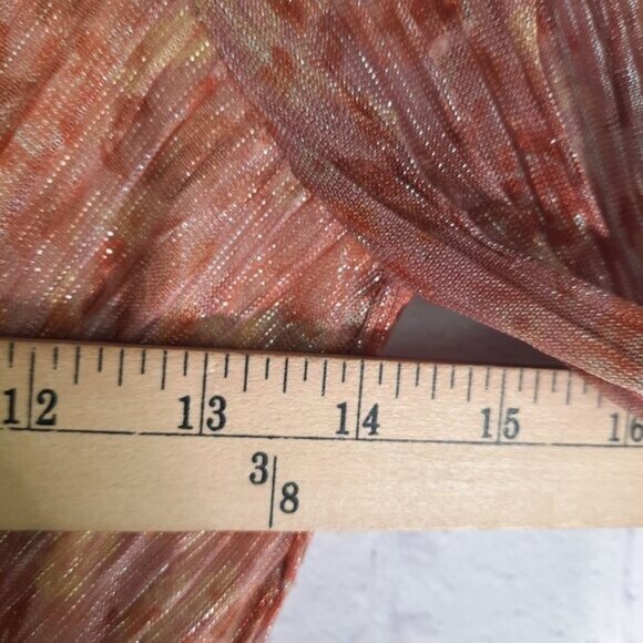 Haute Nites Metallic Orange Brown Sheer Maxi Dress - Picture 6 of 14